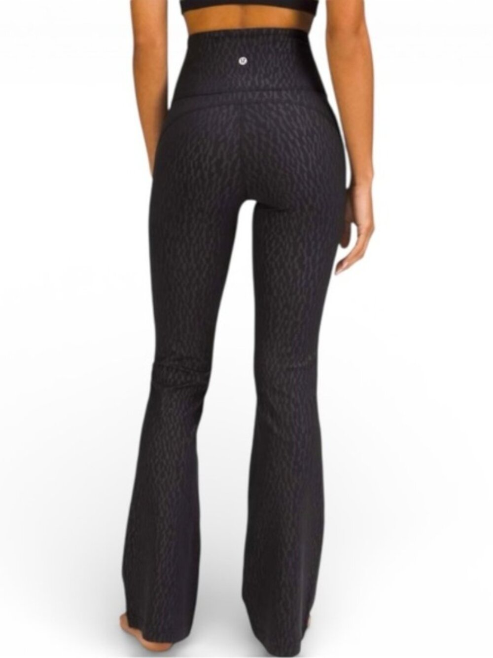 Lululemon Groove Super High-Rise Flare Pant Nulu Black Embossed Women’s 10
